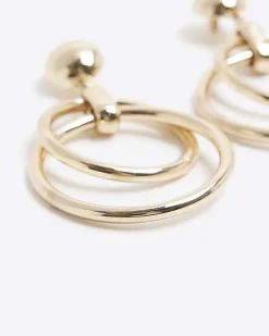 River Island Gold double hoop drop earrings< Jewellery