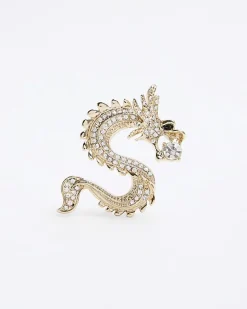 River Island Gold Dragon Stud Earrings< Jewellery