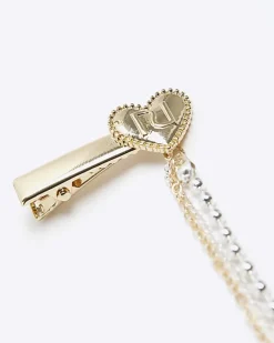 River Island Gold Heart Chain Hair Clip< Accessories & Jewellery