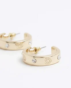 River Island Gold heart hoop earrings< Jewellery