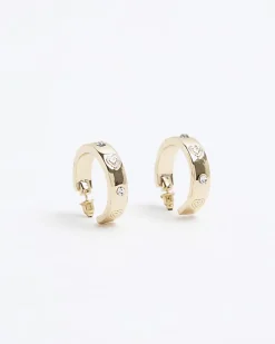 River Island Gold heart hoop earrings< Jewellery