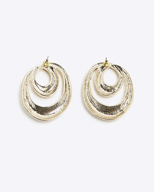 River Island Gold Large Swirl Stud Earrings< Jewellery