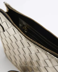 River Island Gold leather weave cross body bag< Bags, Purses & Luggage