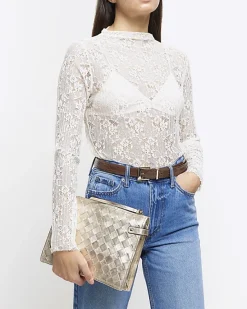 River Island Gold leather weave cross body bag< Bags, Purses & Luggage