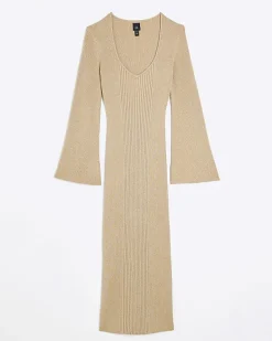 River Island Gold long sleeve jumper midi dress< Dresses