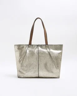 River Island Gold metallic leather tote bag< Bags, Purses & Luggage