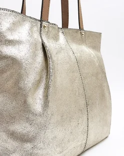 River Island Gold metallic leather tote bag< Bags, Purses & Luggage