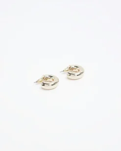 River Island Gold Mini Chunky Hoop Earrings< Jewellery