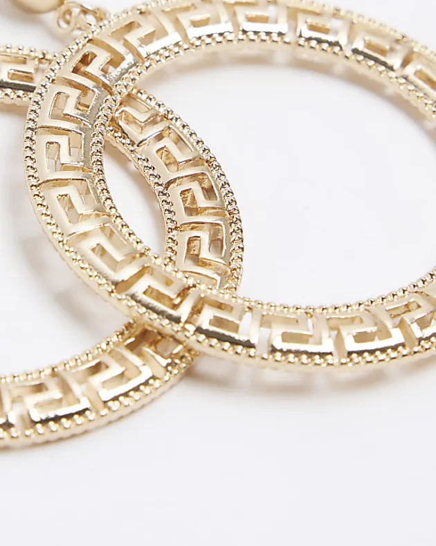 River Island Gold Monogram Cut out Open Earrings< Jewellery