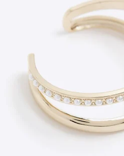 River Island Gold Pearl Cuff Bracelet< Jewellery
