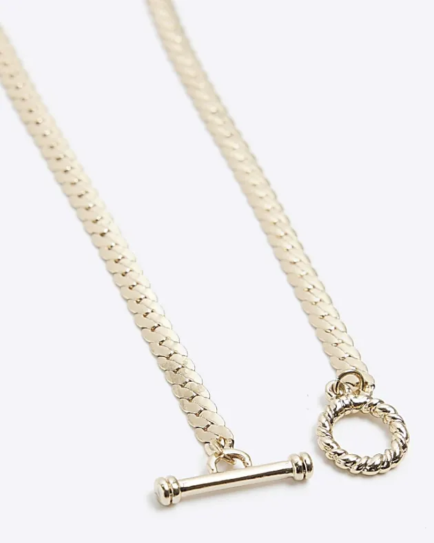 River Island Gold plated T bar necklace< Jewellery & Watches