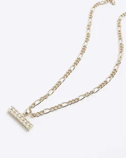 River Island Gold plated T bar necklace< Jewellery & Watches