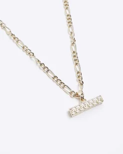 River Island Gold plated T bar necklace< Jewellery & Watches