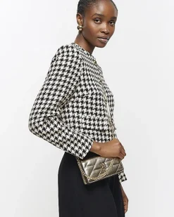 River Island Gold quilted chain cross body bag< Bags, Purses & Luggage