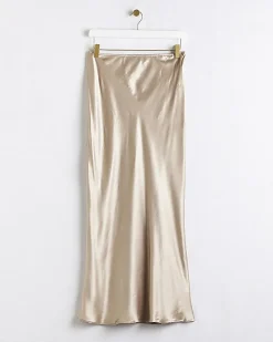 River Island Gold satin midi skirt< Skirts