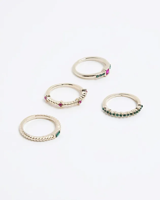 River Island Gold stone ring multipack< Jewellery