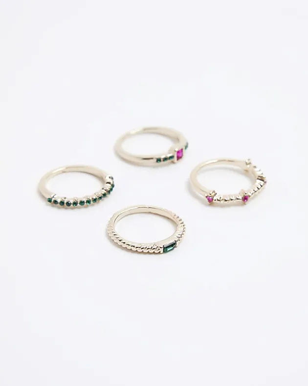River Island Gold stone ring multipack< Jewellery