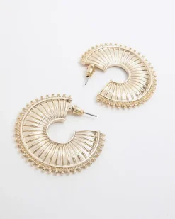 River Island Gold Textured Hoop Earrings Multipack< Jewellery