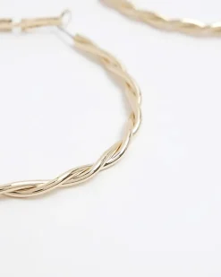 River Island Gold twist hoop earrings< Jewellery