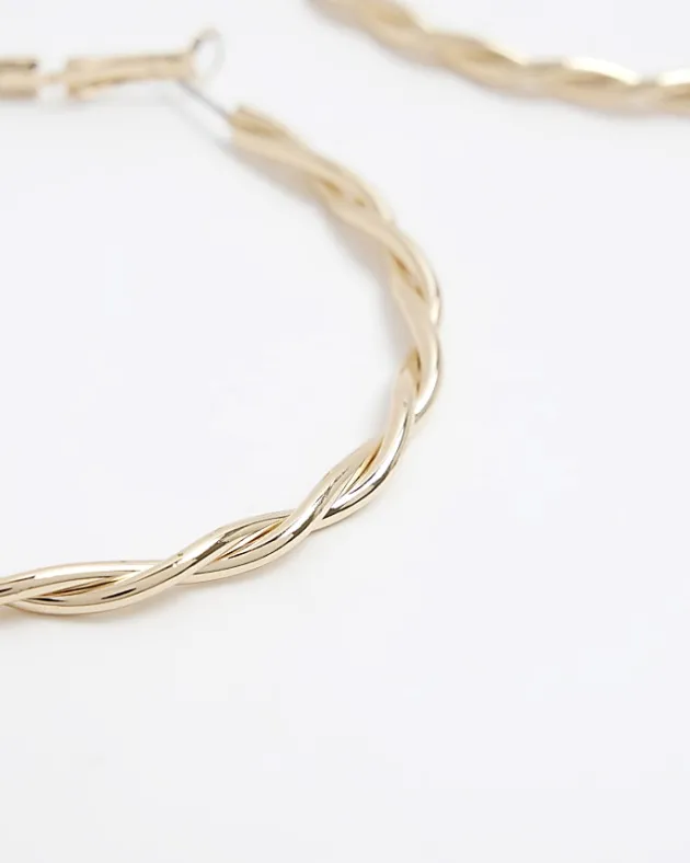 River Island Gold twist hoop earrings< Jewellery
