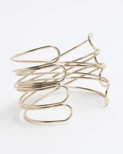 River Island Gold Wire Cuff Bracelet< Jewellery