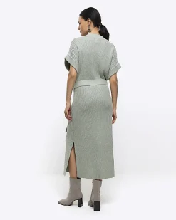 River Island belted high neck jumper midi dress< Dresses