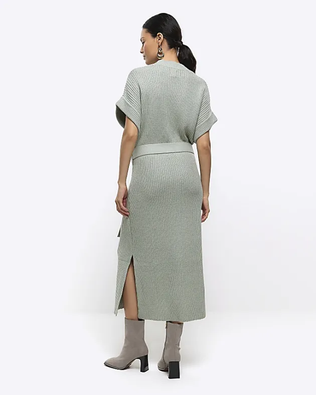 River Island belted high neck jumper midi dress< Dresses