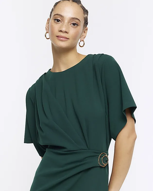 River Island buckle wrap bodycon midi dress< Dresses