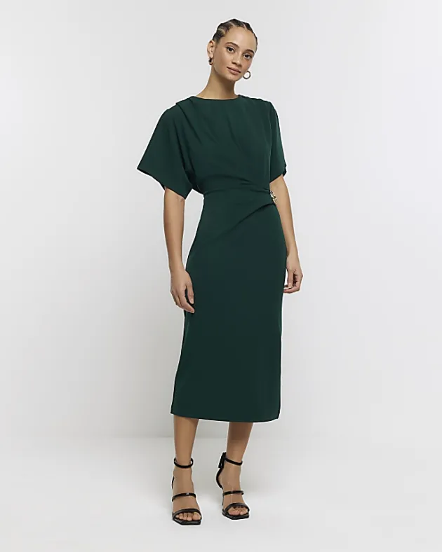 River Island buckle wrap bodycon midi dress< Dresses