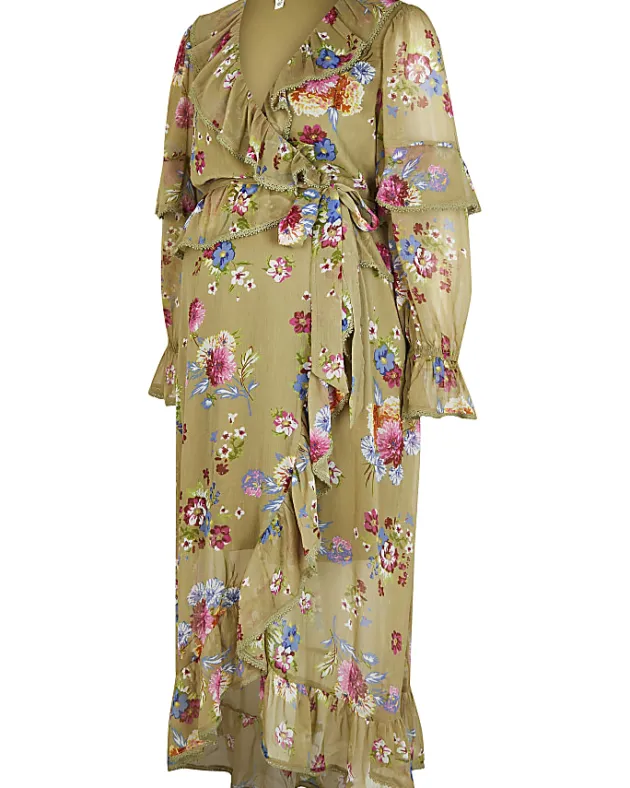 River Island floral maternity wrap midi dress< Maternity