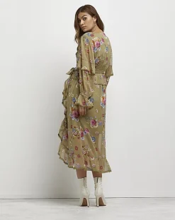 River Island floral maternity wrap midi dress< Maternity