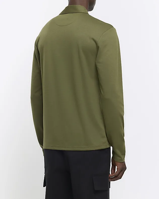 River Island regular fit half zip polo< Polo Shirts