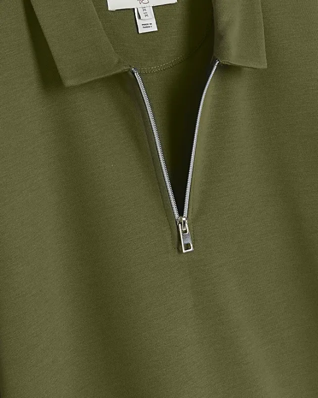 River Island regular fit half zip polo< Polo Shirts