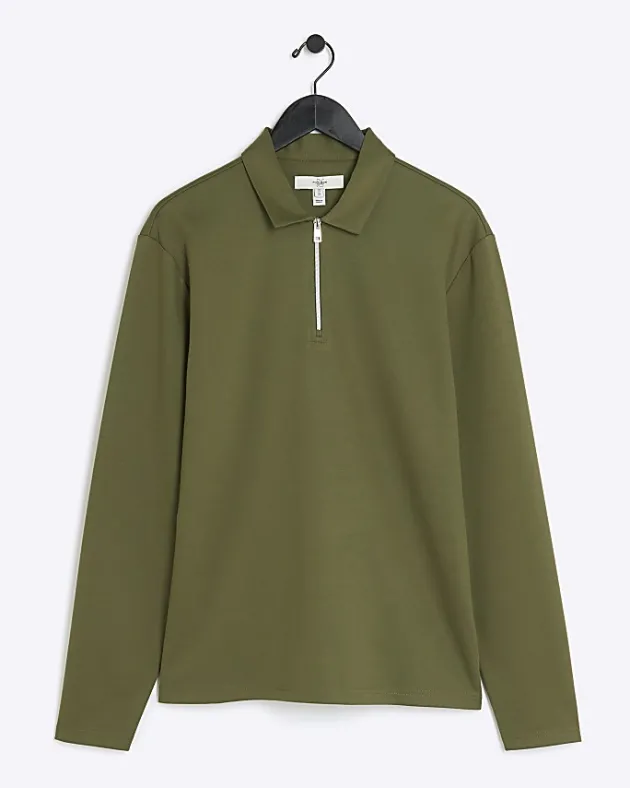 River Island regular fit half zip polo< Polo Shirts