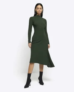 River Island rib asymmetric bodycon midi dress< Dresses