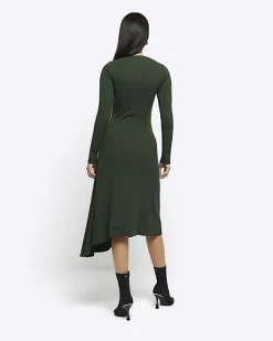 River Island rib asymmetric bodycon midi dress< Dresses