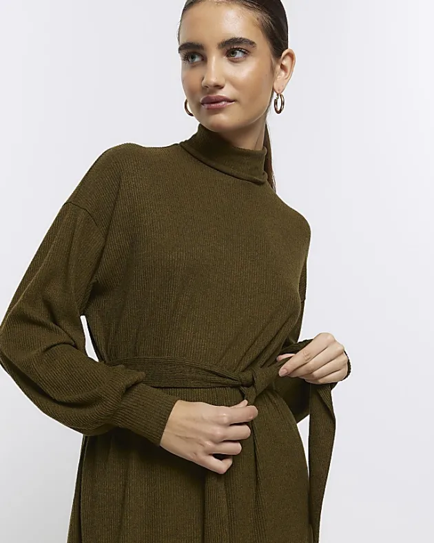 River Island rib belted jumper mini dress< Dresses