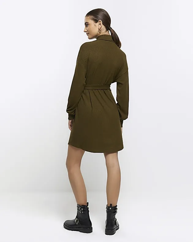 River Island rib belted jumper mini dress< Dresses