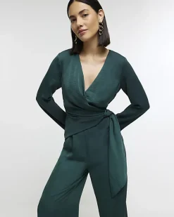 River Island satin knot detail jumpsuit< Jumpsuits & Playsuits