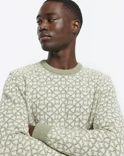 River Island slim fit jacquard crew jumper< Jumpers & Cardigans