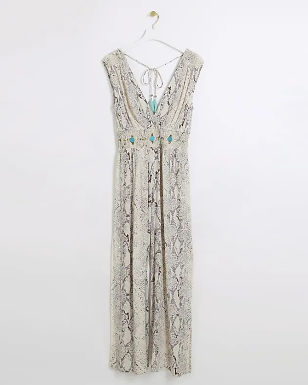 River Island animal print plunge jumpsuit< Swimwear & Beachwear