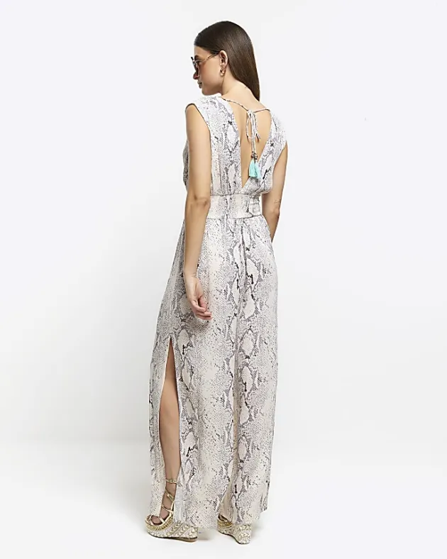 River Island animal print plunge jumpsuit< Swimwear & Beachwear