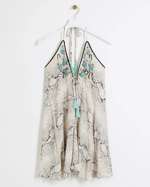 River Island animal print plunge beach mini dress< Swimwear & Beachwear