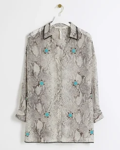 River Island animal print sheer beach shirt< Swimwear & Beachwear