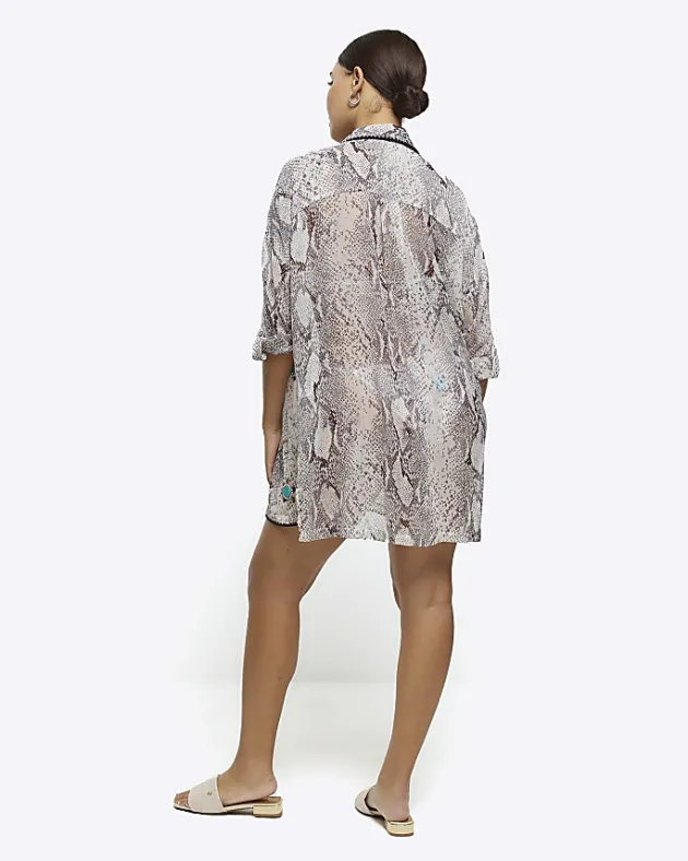 River Island animal print sheer beach shirt< Swimwear & Beachwear