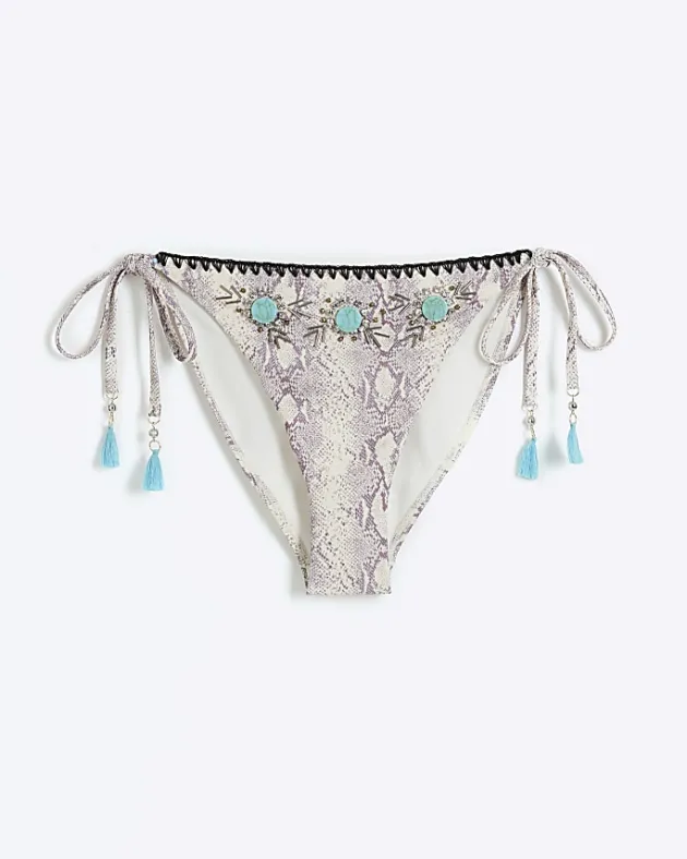 River Island animal print tie side bikini bottoms< Swimwear & Beachwear