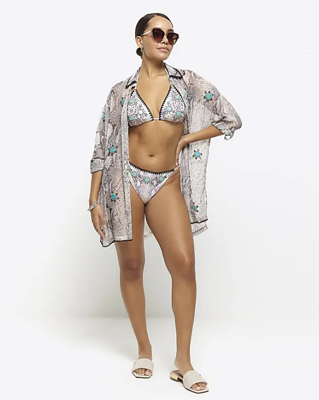 River Island animal print tie side bikini bottoms< Swimwear & Beachwear