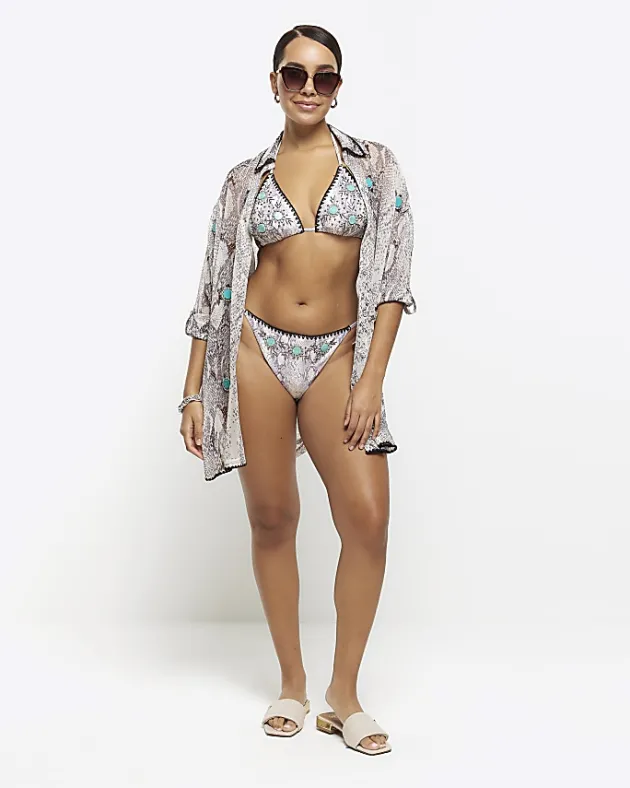 River Island animal print triangle bikini top< Swimwear & Beachwear