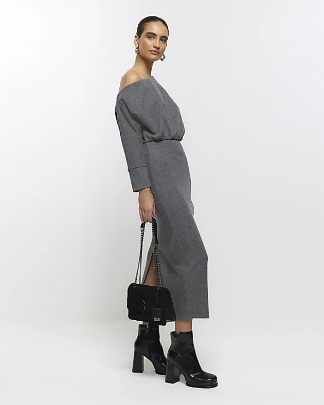 River Island asymmetric sweatshirt maxi dress< Dresses