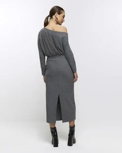 River Island asymmetric sweatshirt maxi dress< Dresses